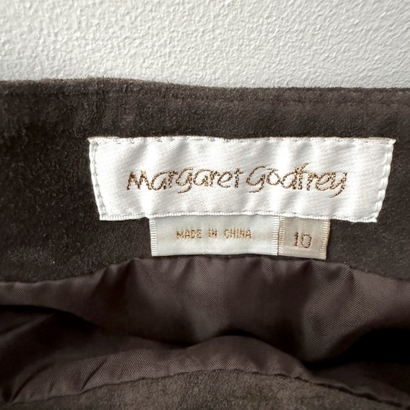 NWT Vintage MARGARET GODFREY Brown Washable Leather Suede Fringe Midi Skirt 10 - Picture 5 of 8